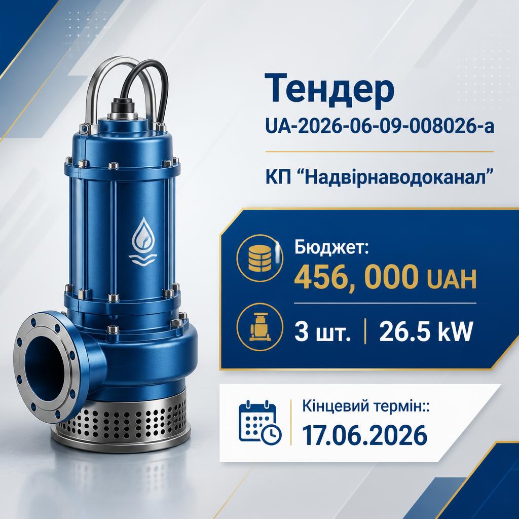 Новий тендер: Закупівля занурювальних насосів